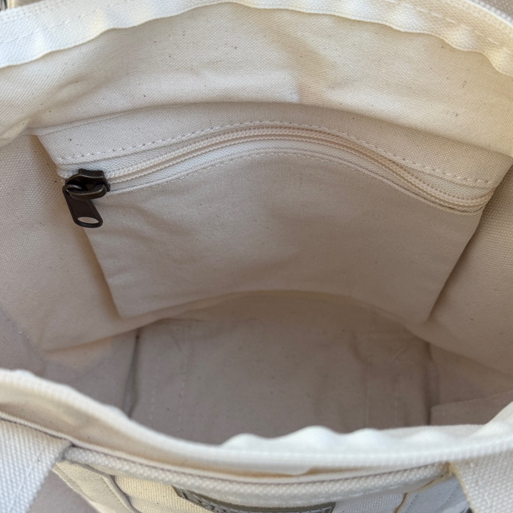 LL Bean Cream Canvas Small Tote Bag with Strap and Zipper. - Picture 4 of 6